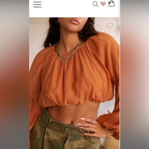 Miss Lola - brand new orange cropped long sleeve top